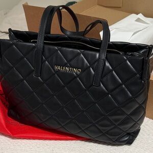 Valentino Black Quilted Tote Bag